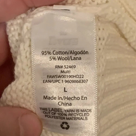 Mock Turtle Neck Sweater Women's Size L Long Sleeve Cream Cotton Wool Blend - Picture 4 of 8